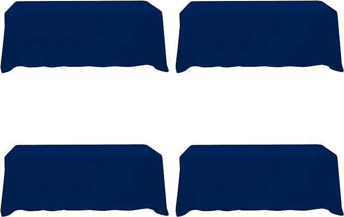 BRILLMAX 4 Pack Navy Blue Tablecloths for 8 Foot Rectangle Tables 90 x 156 Inch - 8ft Rectangular Bulk Linen Polyester Fabric Washable Cloth Cover for Wedding Reception Banquet Birthday Party