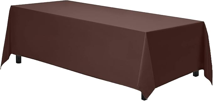 Gee Di Moda Rectangle Tablecloth - 70 x 120 Inch Chocolate Table Cloth for 6 or 8 Foot Rectangle Tables - Heavy Duty Washable Fabric - for Holiday Party, Dinner, Weddings, Baby Shower & Events