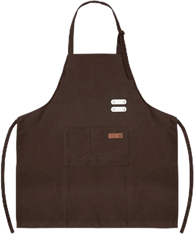 Vinchef New Soft Canvas Apron, Adjustable Neck Strap, Large Pocket, Unisex Kitchen Apron, Cooking Aprons for Women and Men