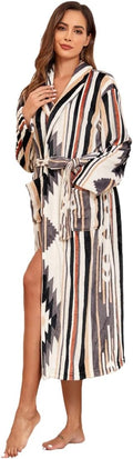 RONGTAI Womens Bathrobe Ladies Fleece Plush Warm Long Robes Fleece Nightgown Sleepwear
