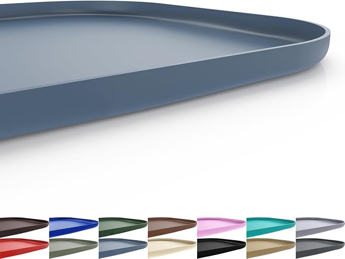 SMILOOL Silicone Pet Feeding Mat with Raised Edge for Food and Water, Dog Bowl Mats, Cat Bowls Placemat with High Lip for Floor Waterproof, Rubber Tray for Cats and Dogs 24 x 16 x0.8 Slate Blue