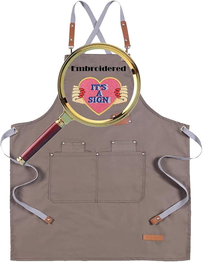 YOWESHOP Personlized Chef Apron Cross Back Apron with Adjustable Straps Canvas Embroidered & Printing