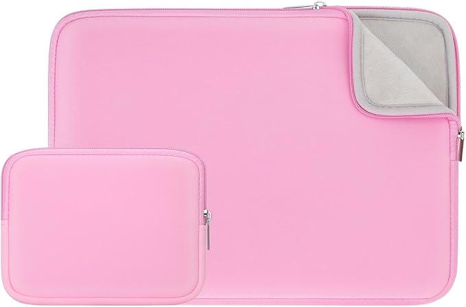 RAINYEAR 13 Inch Laptop Sleeve Case with Accessories Pouch, Compatible with 13.3" MacBook Air/Pro M1 M2 M3 M4 A3240 A3113 A2681 A2337 A1932 A2179 A2338 A1706 A1708 A2159 (Pink, Upgraded Version)