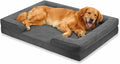 Gray Corduroy Orthopedic Dog Bed with Bolster – Memory Foam, Washable Removable Cover, Non-Slip Bottom (Medium)