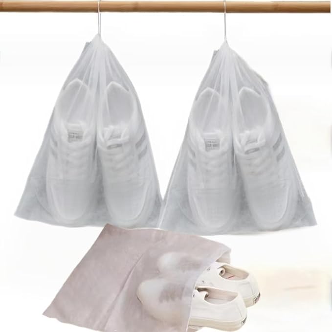 100Pcs Non-woven Fabric Storage Bag for Shoes,Bags,Clothes,12.6x18.9 Inches,White