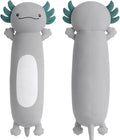 Dalmao 36 inch Cute Giant Grey Axolotl Plush Soft Long Body Pillow, Large Squishy Plushies Axolotl Stuffed Animals Toy, Gifts for Kids Boys Girls Birthday, Halloween, Christmas