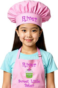 Made in the USA Personalized Embroidered Premium Child Apron and Chef Hat for Kids Girls Boys Fun in the Kitchen Gift