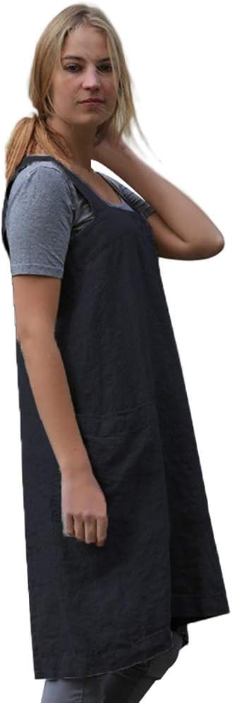 Women's Practical Cross Back Pinafore Apron with Large Pockets Home Kitchen,Restaurant,Coffee house,Cooking Gardening Works