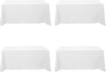 BRILLMAX 4 Pack White Tablecloths for 6 Foot Rectangle Tables 90 x 132 Inch - 6ft Rectangular Bulk Linen Polyester Fabric Washable Cloth Cover for Wedding Reception Banquet Birthday Party