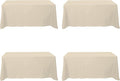 BRILLMAX 4 Pack Beige Tablecloths for 6 Foot Rectangle Tables 90 x 132 Inch - 6ft Rectangular Bulk Linen Polyester Fabric Washable Cloth Cover for Wedding Reception Banquet Birthday Party