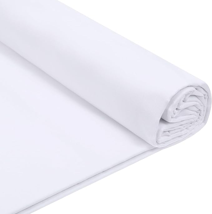 Cotton Muslin Fabric 59 inch x 5 Yards Light Weight Bleached Muslin Linen Fabric Material for Sewing Material Embroidered Apparel Cloth White