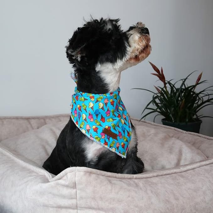 UP URARA PUP Summer Dog Bandana, Hawaii Bandana for Medium Large Dog, Cute Blue Puppy Bandana, Cotton Adorable Pet Triangle Bid Scarf Kerchief for Girl Boy Dogs