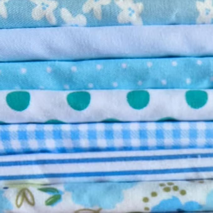 7Pcs 9.8" x 9.8"(25 * 25CM) Cotton Fabric DIY Making Supplies Quilting Patchwork Fabric Fat Quarter Bundles DIY for Quilting Cotton Patchwork Cushions (7pcs Blue Green, 9.8" x 9.8")