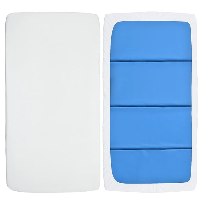 Nap Mat Sheet 2 Pack, 24" x 48" x 4" Fitted Elastic Corners Preschool Day Care Rest Nap Mat Cover, Soft & Breathable Baby Sheets for Regalo My Cot Portable Toddler Bed and Joovy Travel Cot, White