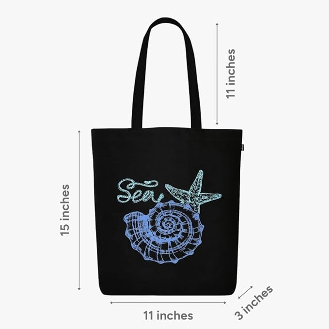 Ecoright Tote Bag for Women with Zipper, Small Tote Bag, Canvas Bag, Reusable Cotton Bag for Beach, Grocery, School & Work