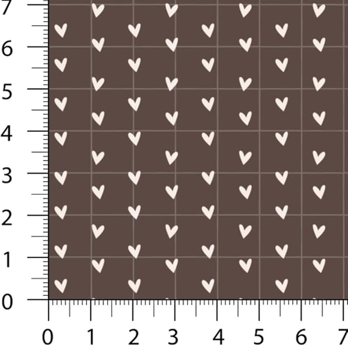 Patchwork Fabric Panel 100x155 cm, 100% Cotton Satin, 6 Coordinated Heart & Dot Patterns, Soft Blush Neutral Quilting & Sewing Fabric (Coffee Hearts, 6pcs 50x50cm)