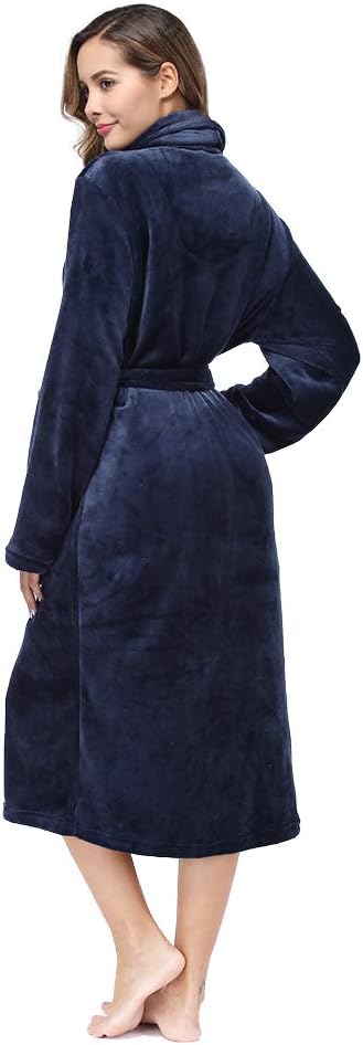 RONGTAI Womens Bathrobe Ladies Fleece Plush Warm Long Robes Fleece Nightgown Sleepwear