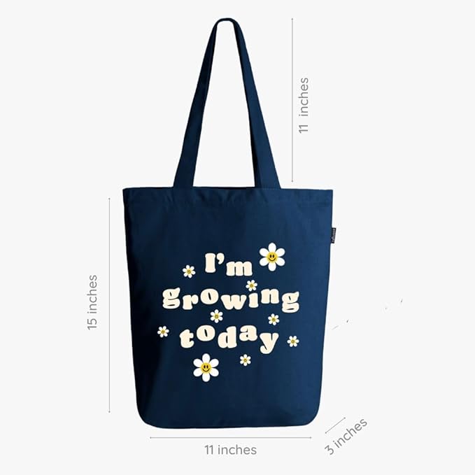 Ecoright Tote Bag for Women with Zipper, Small Tote Bag, Canvas Bag, Reusable Cotton Bag for Beach, Grocery, School & Work