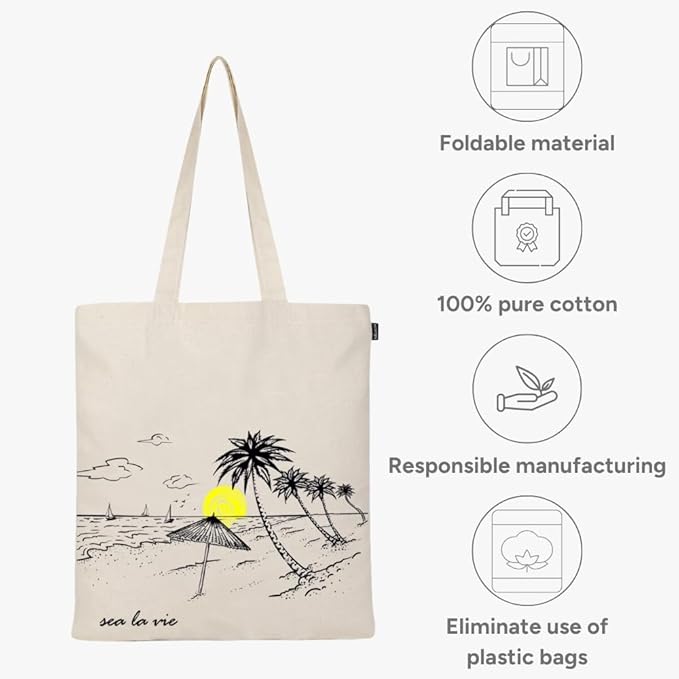Eco Right Tote Bag for Women, Reusable Grocery Bag, Canvas Tote Bag for Shopping, Cotton Bag for Daily Use, Gifts for Women