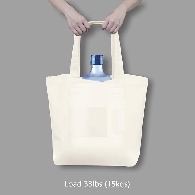 TOPDesign 1-Pack Super Strong Large 12oz Cotton Canvas Tote Bag, Reusable Grocery Shopping Cloth Bag, Fashionable Two-Tone Totes for Crafts, DIY Your Creative Designs
