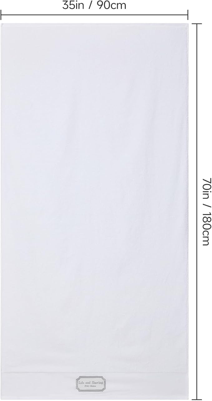 REDKISS 35"x70" Luxury Bath Sheets Towels Set of 2, 100% Cotton & 700 GSM,Ultra Soft & Highly Absorbent Bath Towels Set,Perfect for Bathroom,Spa and Hotel-White