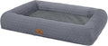 Plush Orthopedic Dog Bed for Medium Large Dogs, Memory Foam Bolster Sofa Bed with Removable Washable Cover, Waterproof Lining & Non-Slip Bottom (Grey-L)