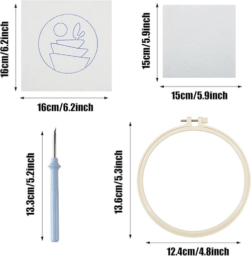 Allazone Punch Needle Kits, Punch Needle Coasters Kit, Punch Embroidery Kit with Felt Yarns Hoop Tools for DIY Coaster Crafts (Plants)