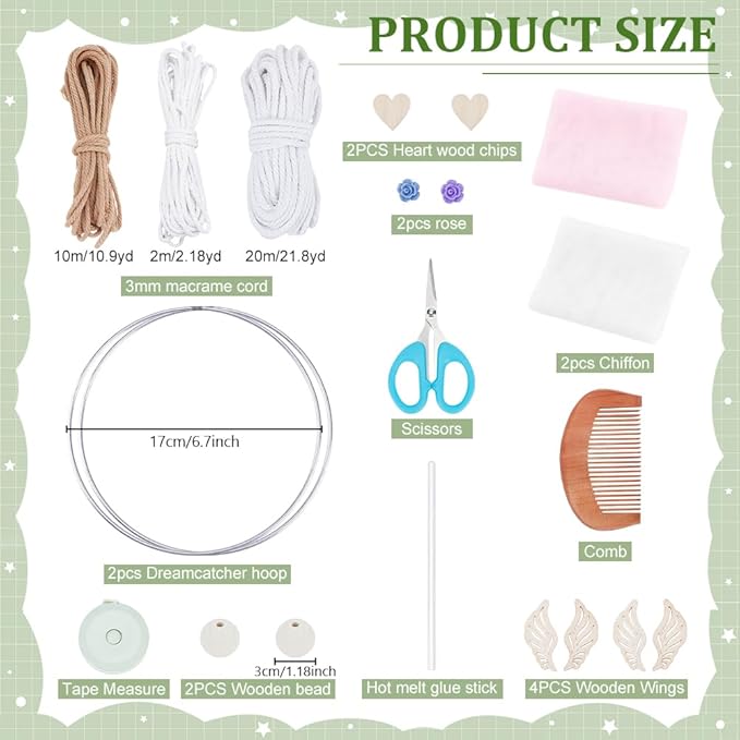 FREEBLOSS 2 Set DIY Macrame Angel Kit Macrame Ornament Kit for Beginners Boho Angel Doll Decor Adults Craft with Instruction Christmas Gift
