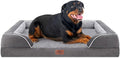 Comfort Expression Orthopedic Dog Bed for Extra Large Dogs 48x30 Inch, Waterproof Egg Crate Foam XXL Pet Bed with Removable Bolsters, Dog Couch with Washable Cover & Non-Slip Bottom, Grey