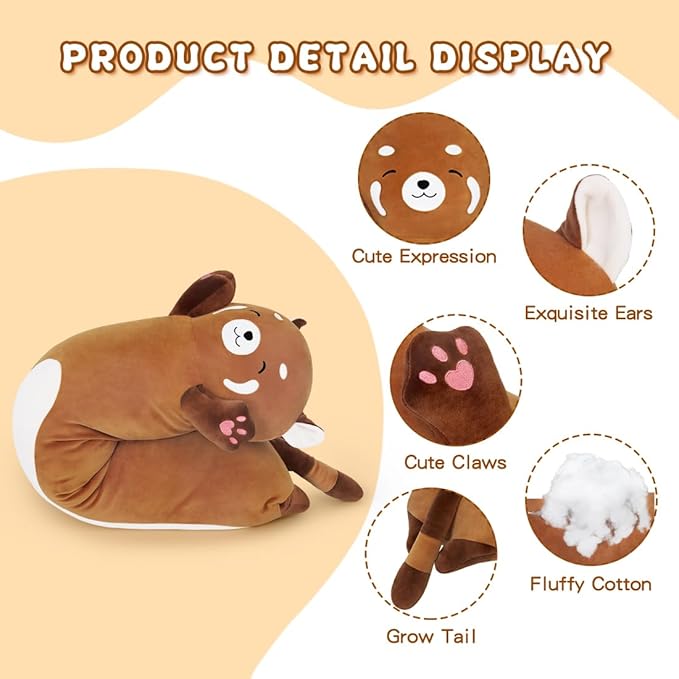 MIAOHAHA Long Plush Raccoon Pillow - Cute Plush Toy Doll Stuffed Animal Hugging Pillow for Sleeping Gift for Kids and Girls (110cm/43.3in)