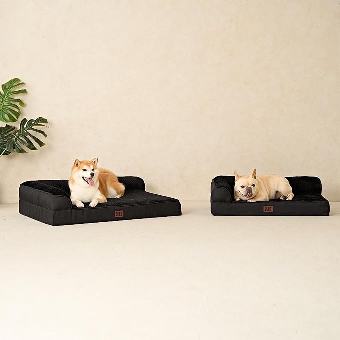 EHEYCIGA Orthopedic Dog Bed Medium Size Dogs, Memory Foam Dog Bed with Washable Removable Cover, Waterproof Pet Sofa Couch for Crate with Nonskid Bottom, 30x20x6, Black