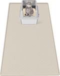 Bartuke Cat Litter Mat, Extra Large 51" x 25.6" Silicone Mat Litter Trapping Mat for Scatter Control, Soft on Kitty Paws, Easy to Clean (Beige)
