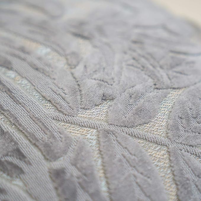 Alerfa 12 x 20 Inch Gray Silver Rectangle Maple Leaf Pillow Embroidery Cut Velvet Cushion Case Luxury Modern Lumbar Throw Pillow Cover Decorative Pillow for Couch Sofa Living Room Bedroom Car