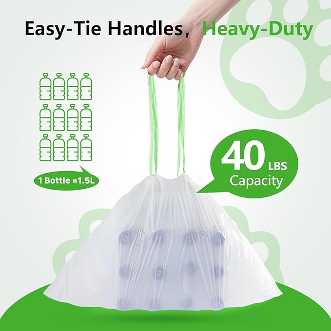 40 Count Cat litter Box Liners, 36" x 16" Large Extra Durable Heavy Duty Litter Pan Liner Bags with Drawstring Pre-Separated for Pet Kitty Litter Box Tray (Unscented)