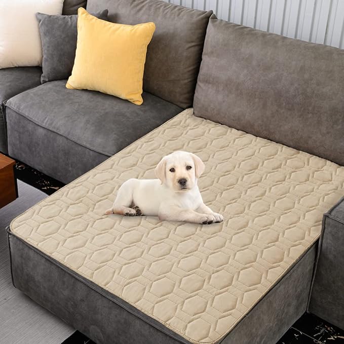 Tcksstex Waterproof and Non-Slip Dog Bed Cover and Pet Blanket Sofa Pet Bed Mat ，car Incontinence Mattress Protectors Furniture Couch Cover for Most Cats Dogs, Pets（40x50-Beige）