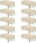 BRILLMAX 10 Pack Beige Tablecloths for 6 Foot Rectangle Tables 60 x 102 Inch - 6ft Rectangular Bulk Linen Polyester Fabric Washable Cloth Cover for Wedding Reception Banquet Birthday Party
