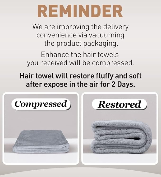 Hicober Microfiber Hair Towel Wrap, Fast Drying Hair Towels for Women, Soft Lightweight Quick Dry Turban for Curly & Long Hair–3 Pack(Blue/Grey/Pink)