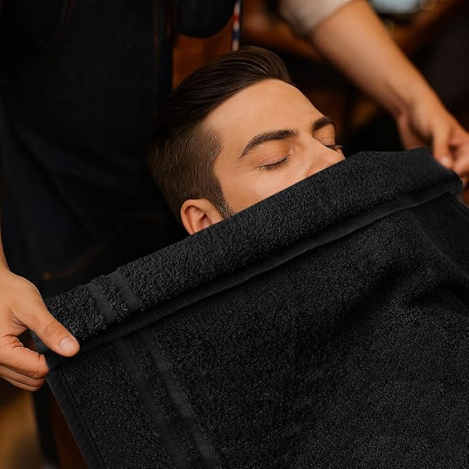 RIVERSIDE Pack of 24 Salon Towels Set (Not Bleach Proof), 16 x 26 Inches, 100% Ring Spun Cotton, Highly Absorbent & Quick Dry Hand Towels for Salon, Barber, Gym, Spa, Bathroom & Home, Black