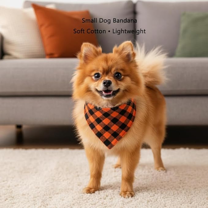Small Dog Bandana,Soft Cotton Pet Triangle Scarf for Small Dogs & Cats,Lightweight Tie-On,Pet Photo Prop,Cute Holiday Dog Bandana 2 Pack (Fall)