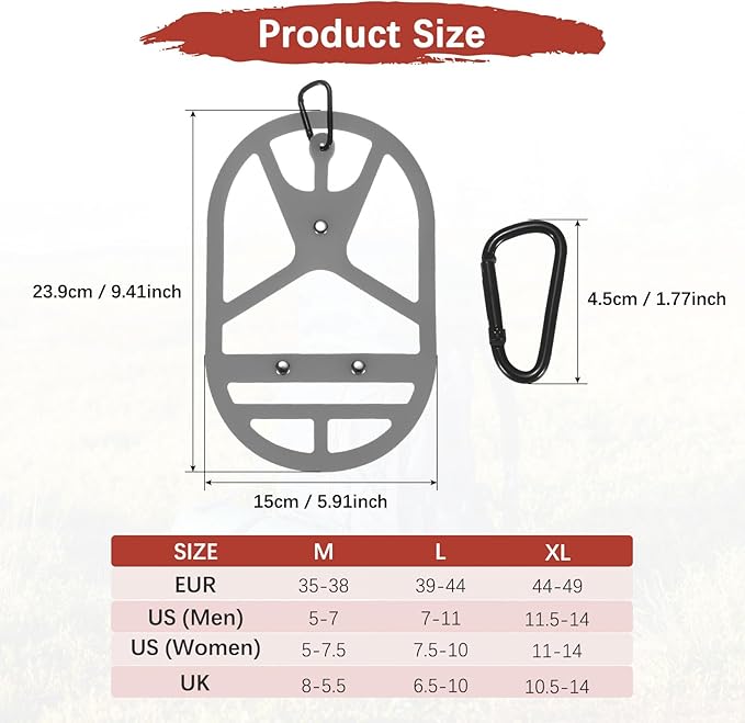 TIXIPEM Shoe Holster for Backpack [1SET] - Elastic Silicone Footwear Holder with Clip Use for Travel & Outdoors & Sports - [Gray-XL] Hang Extra Shoes Cleats Boots