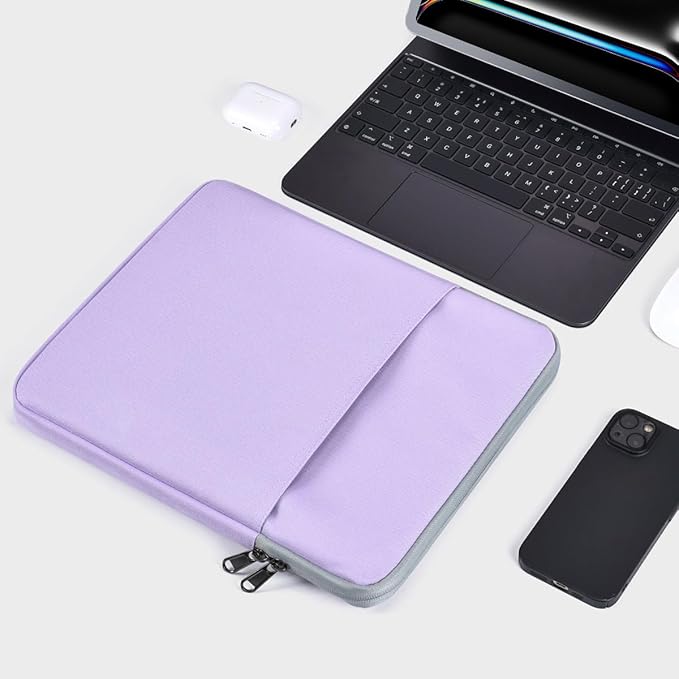 11 Inch Tablet Sleeve for iPad Pro M5 M4 & Air M3 M2, iPad A16, Galaxy Tab A9+/ A9+ Plus, Air 5/4/3 Case Bag, Purple