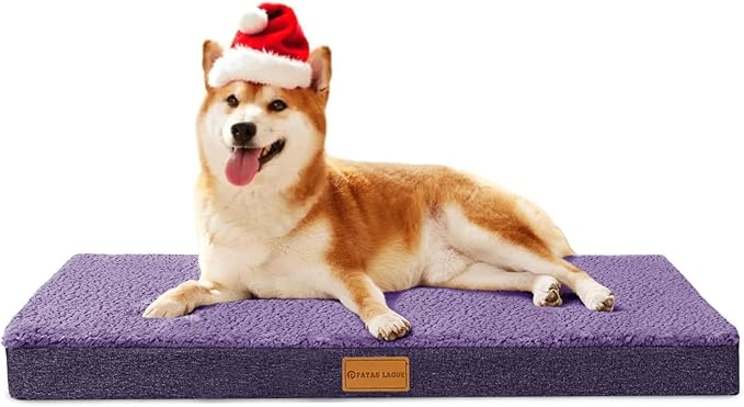 Patas Lague Orthopedic Dog Bed Large Sized Dog 36''X24'',Soft Waterproof Egg Crate Foam Medium Pet Crate Beds Mat with Removable Washable Cover and Non-Slip Bottom, Purple