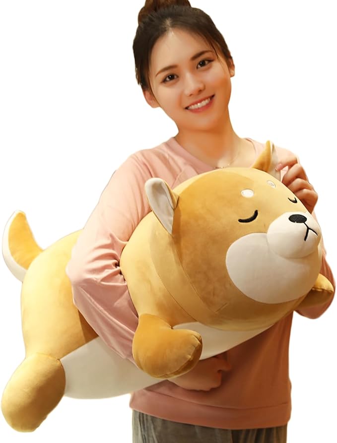 ERDAO Shiba Inu Plush Pillow,Soft Corgi Stuffed Animals Toy Cute Sleeping Puppy Doll Gifts for Kids (Smiling Eyes, 29.5 inch)