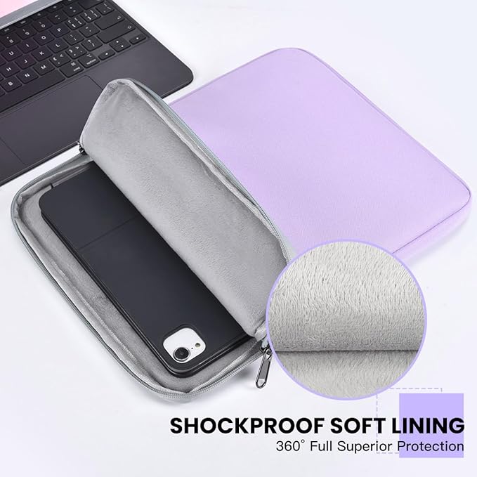 11 Inch Tablet Sleeve for iPad Pro M5 M4 & Air M3 M2, iPad A16, Galaxy Tab A9+/ A9+ Plus, Air 5/4/3 Case Bag, Purple
