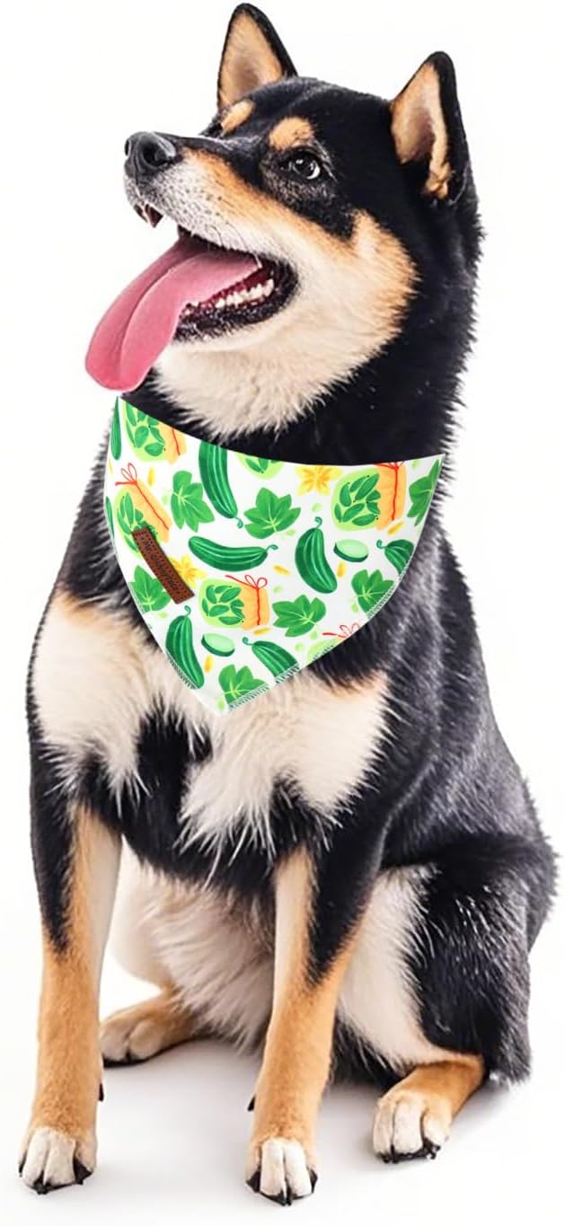 MR.CHUBBFACE Summer Dog Bandana, Pickle Cotton Bandana for Small Medium Large Dogs, Adjustable Pet Triangle Bibs Scarf