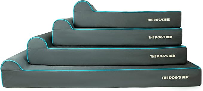 The Dog’s Bed Orthopedic Headrest Dog Bed XL Grey/Blue, Memory Foam, Pain Relief for Arthritis, Hip & Elbow Dysplasia, Post Surgery, Lameness, Waterproof Washable Cover, Veterinary Approved