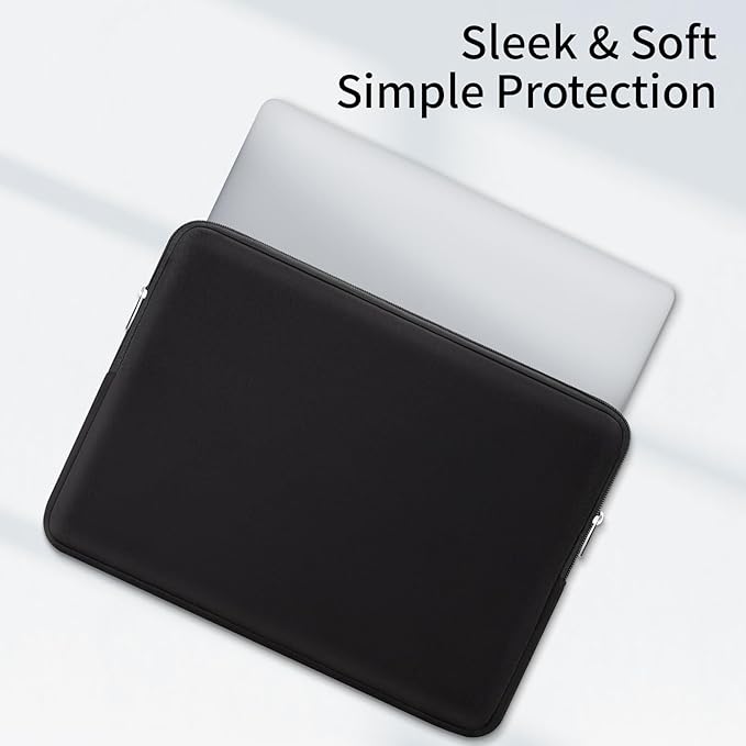 RAINYEAR 15 Inch Laptop Sleeve Protective Case Fluffy Lining Cover with Accessories Pouch, Compatible with 15.4" MacBook Pro/Air A3241 A2941 A3114 A1938 A1707 A1990 (Black, Upgraded Version)