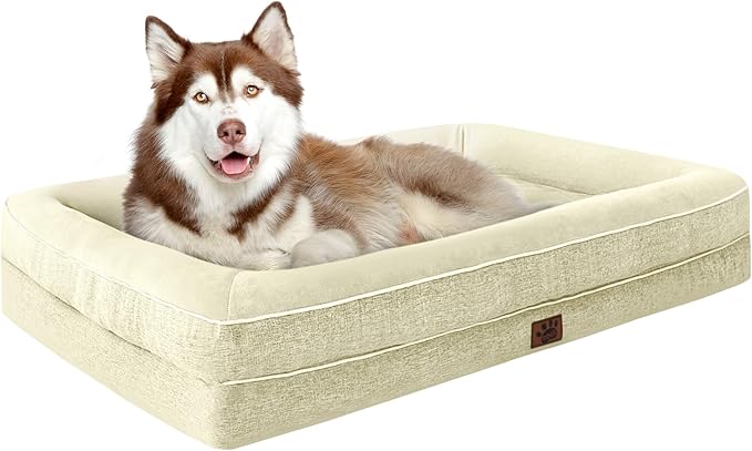 TaiBest Waterproof Memory Foam Dog Beds for Extra Large Dogs Non-Slip Orthopedic Dog Beds Washable Couch Pet Bed with Removable Cover (Beige, X-Large)