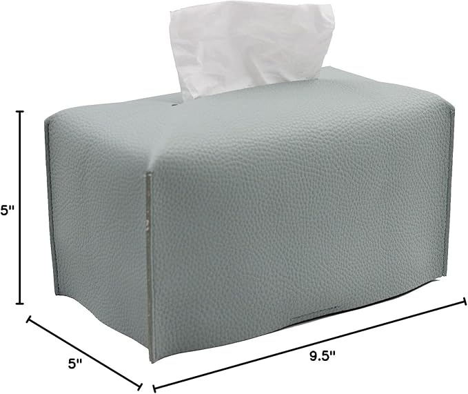 Livelab Tissue Box Cover, Modern Decorative PU Leather Rectangular Tissue Box Case Organizer Holder for Vanity Countertop, Night Stands, Livingroom, Office Desk & Car 9.5X5X5'' | Water Blue