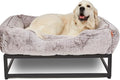 FUZI Elevated Dog Bed Large, Luxury Raised Dog Beds, Removable and Machine Washable Bed Cover, Indoor/Outdoor Orthopedic Pet Bed, Large 35.6x28.5x18 Light Grey & Black Base